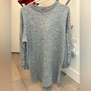 Zara Gray Sweater with Pearl Accents